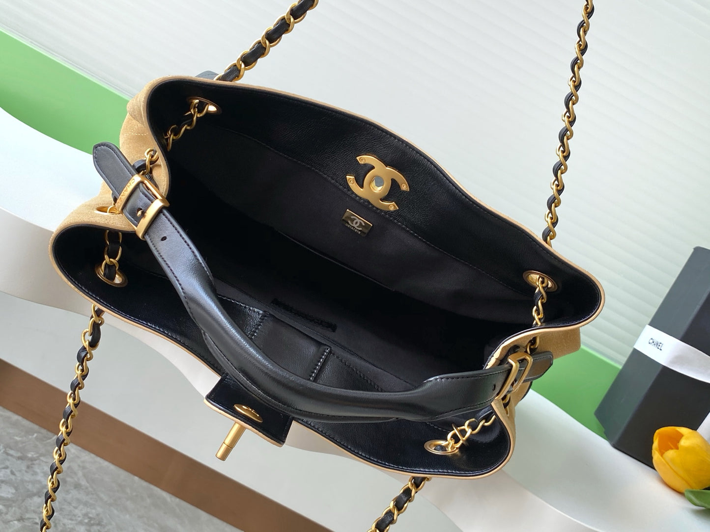 Chanel 25A suede bag