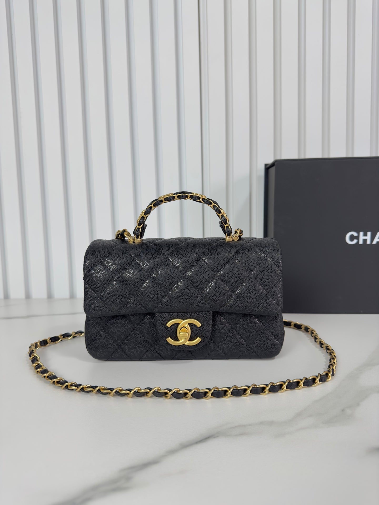 CHANEL 25B Dual C Handle CF Mini Black
