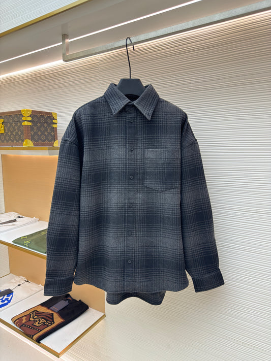 Balenciaga Black Vinyl Letter Flannel Shirt