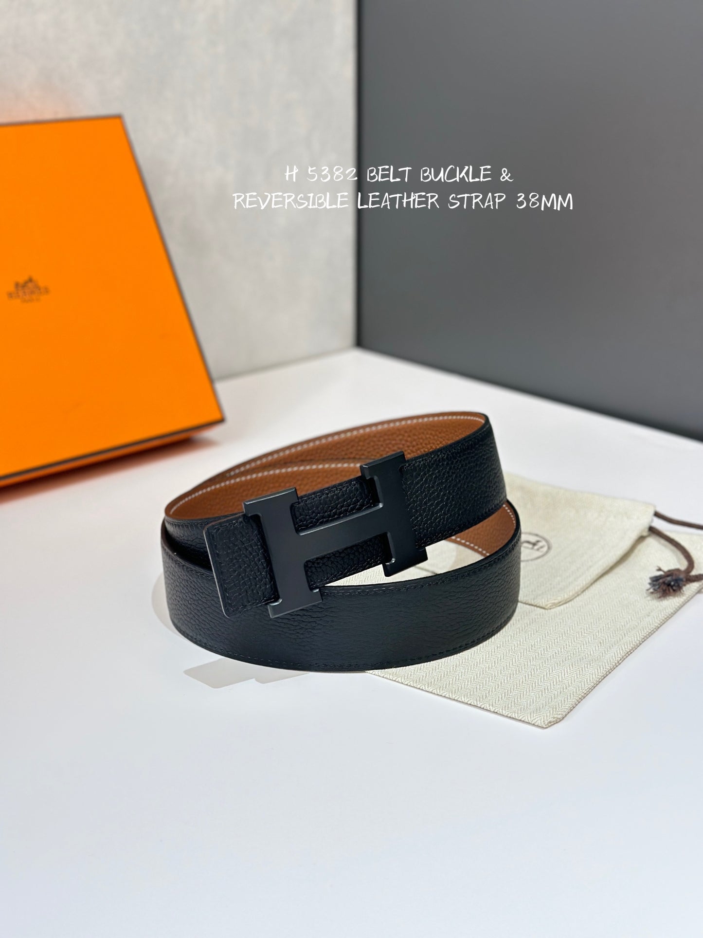 Hermes 5382 BELT BUCKLE & REVERSIBLE LEATHER STRAP 38MM