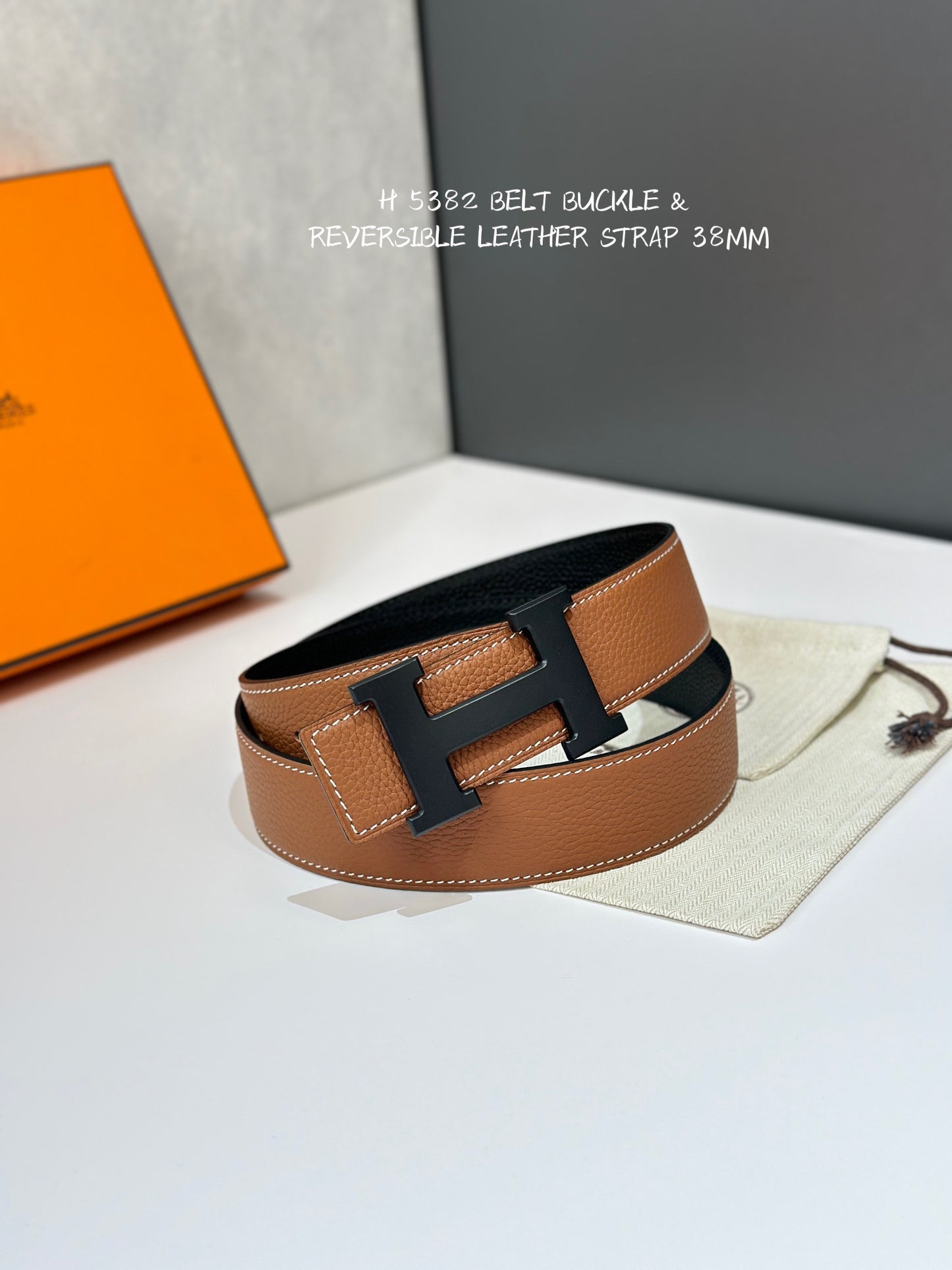 Hermes 5382 BELT BUCKLE & REVERSIBLE LEATHER STRAP 38MM