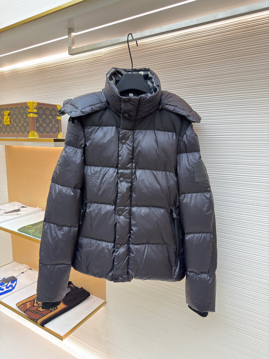 Burberry patched sleeve hooded down jacket